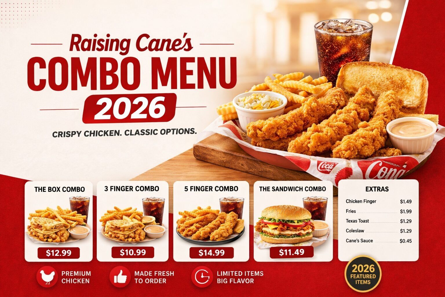Raising Cane’s Combo Menu 2026