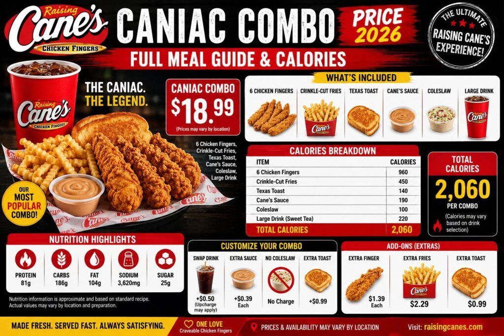 Raising Cane's Caniac Combo Price 2026